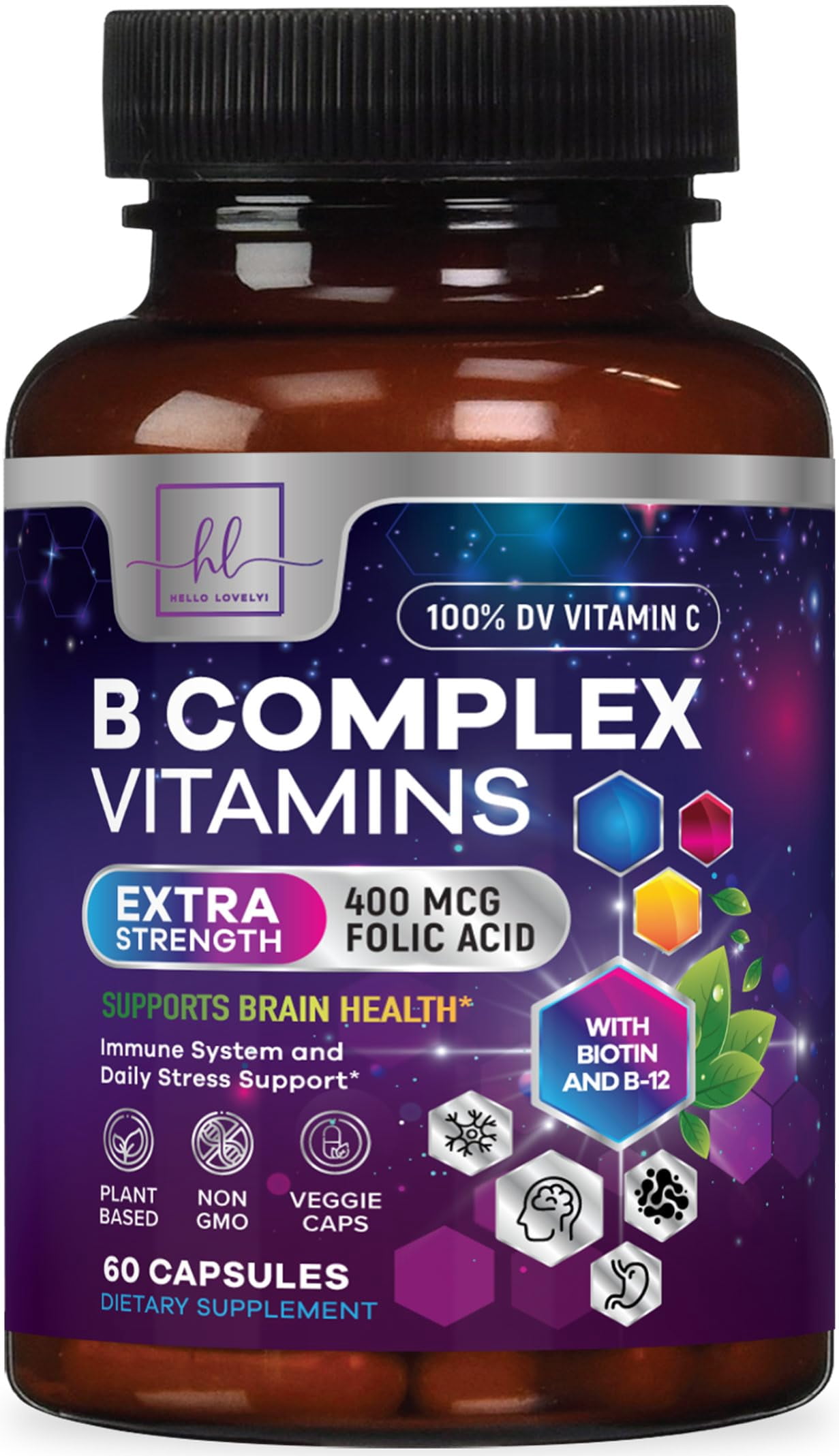 B Complex Vitamin Supplement - 3X Strength with Biotin, Vitamin C ...
