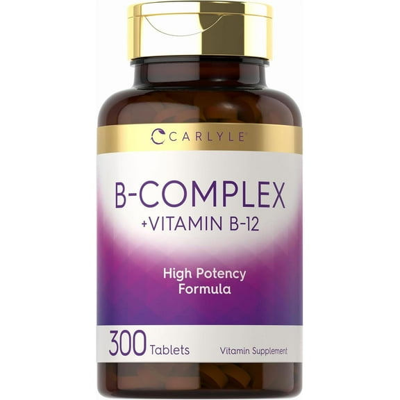 B Complex Vitamin with B12 | 300 Tablets | Vegetarian Formula | by Carlyle