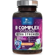 B Complex Vitamins Capsules - Super Complete B-100 Complex with Vitamin B12 B6 C Biotin Folate & Folic Acid for Immune & Energy Support - Supplement for Heart, Brain, & Nerve Support - 60 Capsules