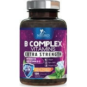 B Complex Vitamins Capsules - Super Complete B-100 Complex with Vitamin B12 B6 C Biotin Folate & Folic Acid for Immune & Energy Support - Supplement for Heart, Brain, & Nerve Support - 120 Capsules