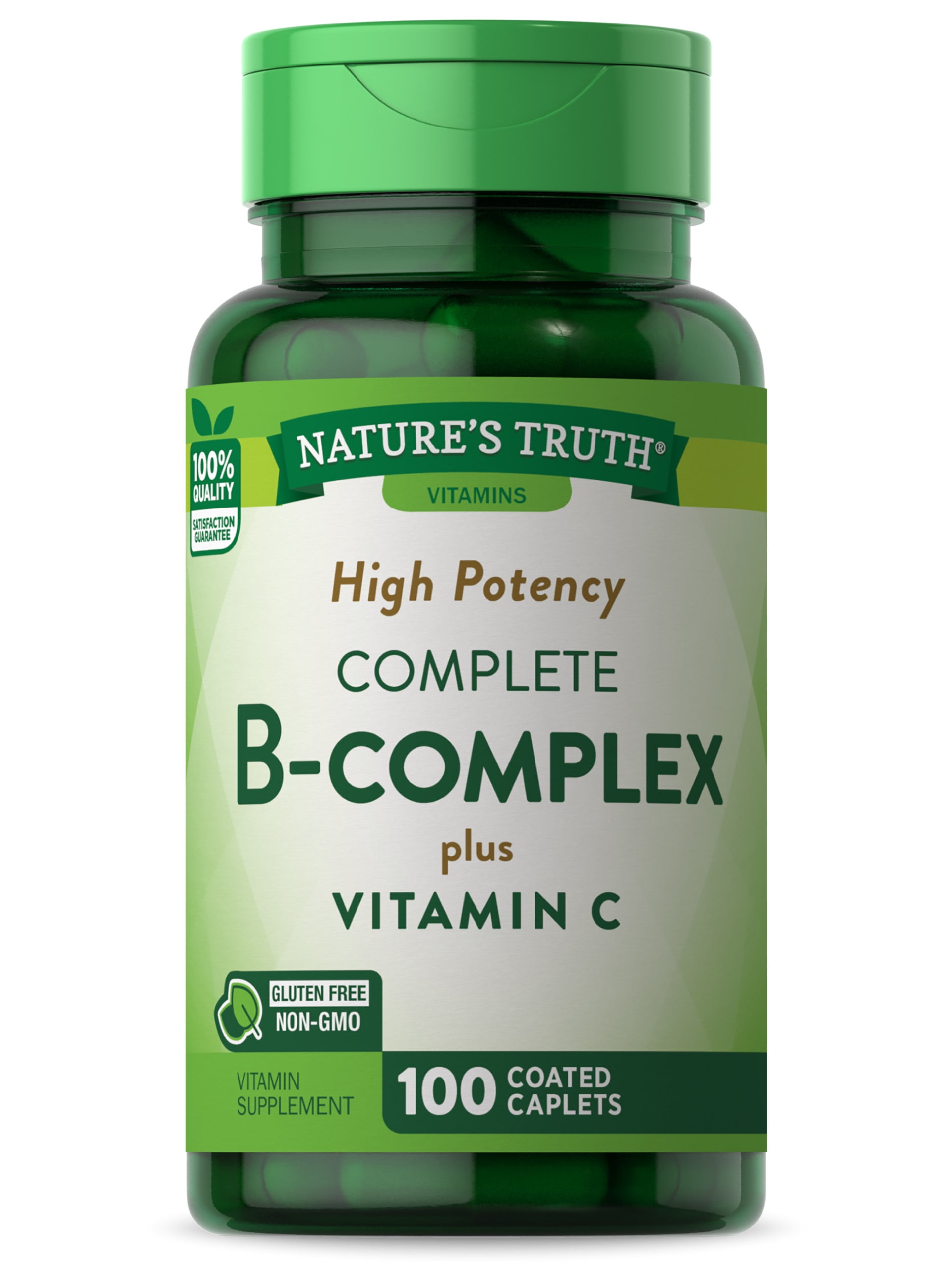 B Complex Vitamins Plus Vitamin C 100 Caplets Vegetarian, NonGMO