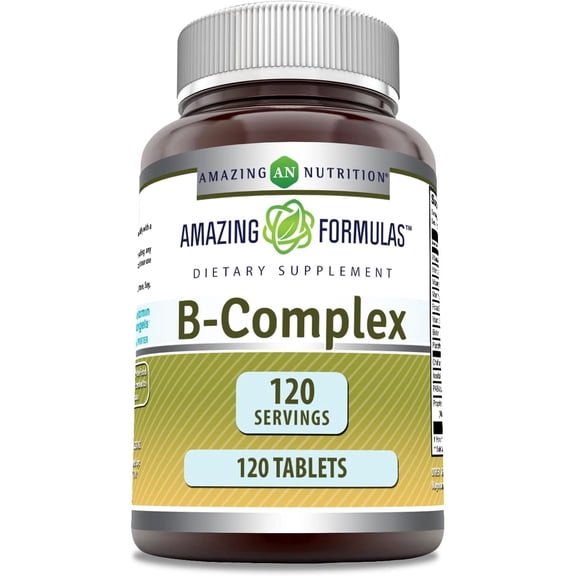Amazing Formulas Vitamin B Complex 120 Tablets Supplements with 11 Key Nutrients | Tablets Supplement | Vitamin B1, B2, B3, B6, B12 | Non-GMO | Gluten Free | Made in USA