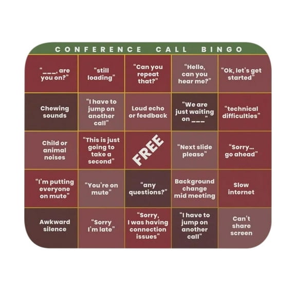 B Conference Call Bingo Mouse Pad, 24X20Cm Fun Office Desk Mat, Work From Home Humor Gift