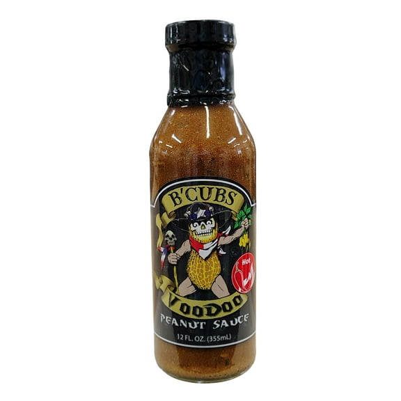 B'Cubs® Voodoo Peanut Sauce Hot Spice, Texas Made Versatile Gourmet Sauce, 12 oz