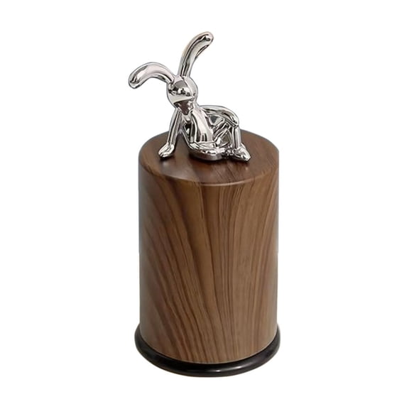B Bunny Themed Toothpick Holder Featuring Metallic Finish And Wood Texture Design For Organized Storage In Various Indoor Settings