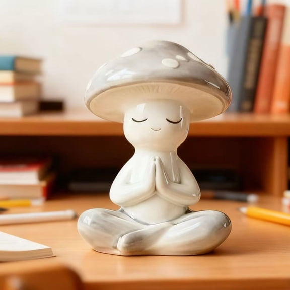 B Cute Yoga Mushrooms Desktop Decoration Home Living Room Decoration Resin Crafts Meditation Zen Decor Figurine