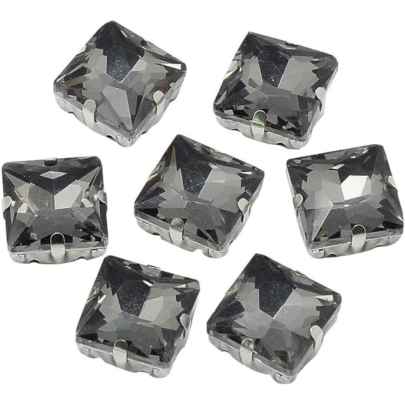 B.D craft 50 Pcs Faceted Square Glass Rhinestone with Brass Prong Settings Gray Jewelry Charms Garments Accessories for Jewelry Making 8x8x5.5mm Hole: 0.8~1mm diy