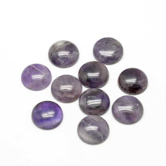 B.D craft 50pcs Natural Amethyst Quartz Flat Round Cabochons Undyed Gemstone Cabochons for Pendants and Rings Making or Blank Bezel Trays 12x5mmDIY