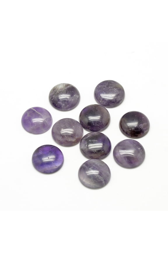 B.D craft 50pcs Natural Amethyst Quartz Flat Round Cabochons Undyed Gemstone Cabochons for Pendants and Rings Making or Blank Bezel Trays 12x5mmDIY