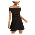 thumbnail image 1 of B DARLIN Womens Black Embellished Off Shoulder Mini Formal Fit + Flare Dress 3\4, 1 of 4