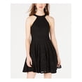 thumbnail image 1 of B DARLIN Womens Black Sleeveless Halter Short Party Fit + Flare Dress Juniors 0, 1 of 4