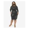 thumbnail image 1 of B DARLIN Womens Black Long Sleeve Above The Knee Body Con Evening Dress Plus 2X, 1 of 2