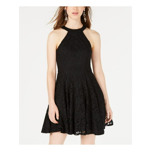 B DARLIN Womens Black Sleeveless Halter Short Party Fit + Flare Dress Juniors 11\12