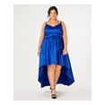 thumbnail image 1 of B DARLIN Womens Blue Zippered Spaghetti Strap V Neck Knee Length Evening Hi-Lo Dress Plus 14W, 1 of 4