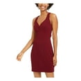 thumbnail image 1 of B DARLIN Womens Burgundy Zippered Sleeveless V Neck Short Cocktail Sheath Dress 7\8, 1 of 4