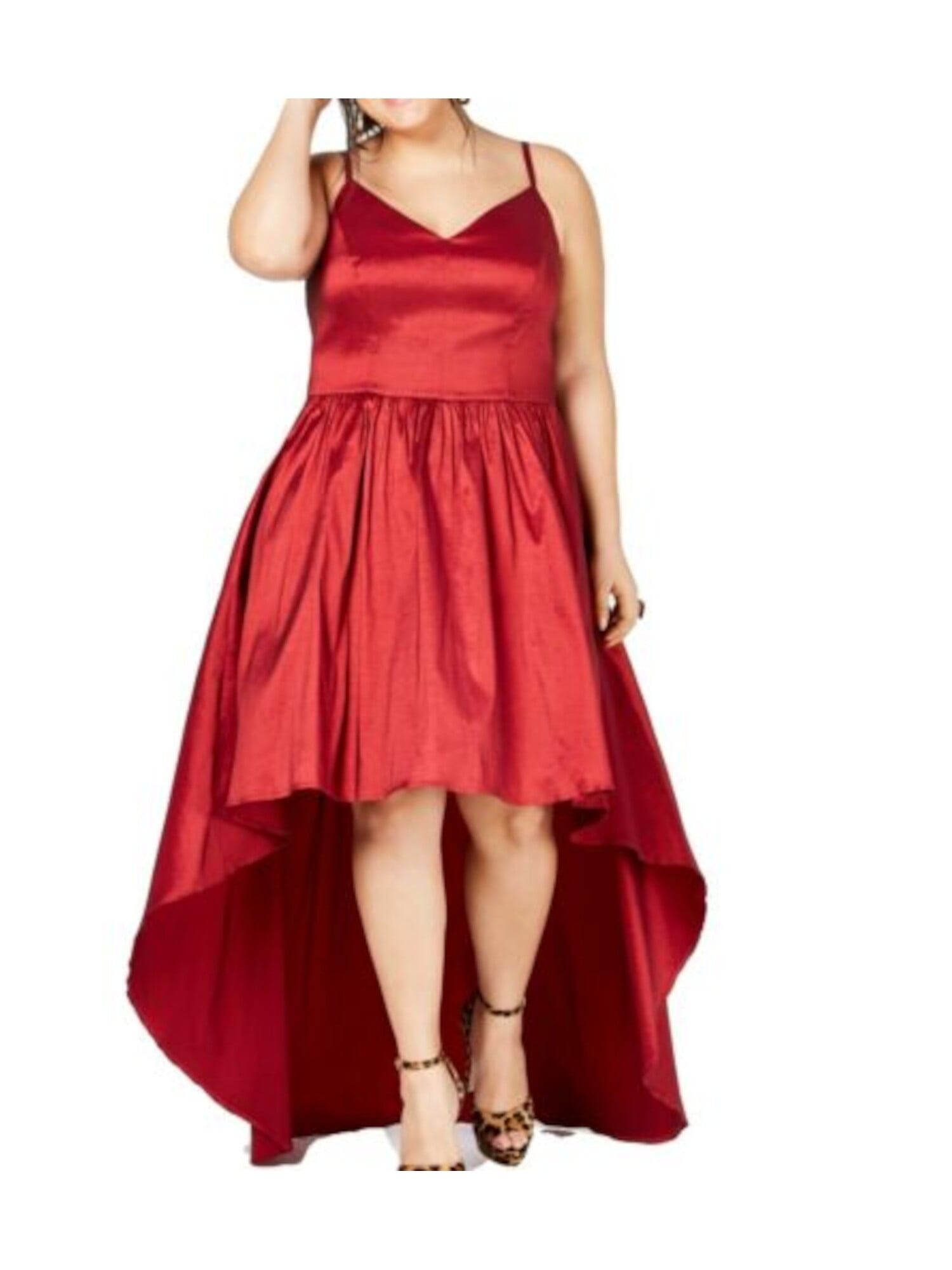 B DARLIN Womens Red Spaghetti Strap Knee Length Evening Hi-Lo Dress ...