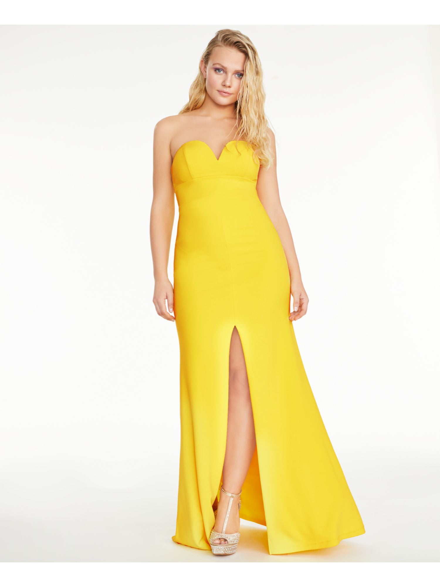 B DARLIN Womens Yellow Slitted Sweetheart Neckline Puerto Rico | Ubuy