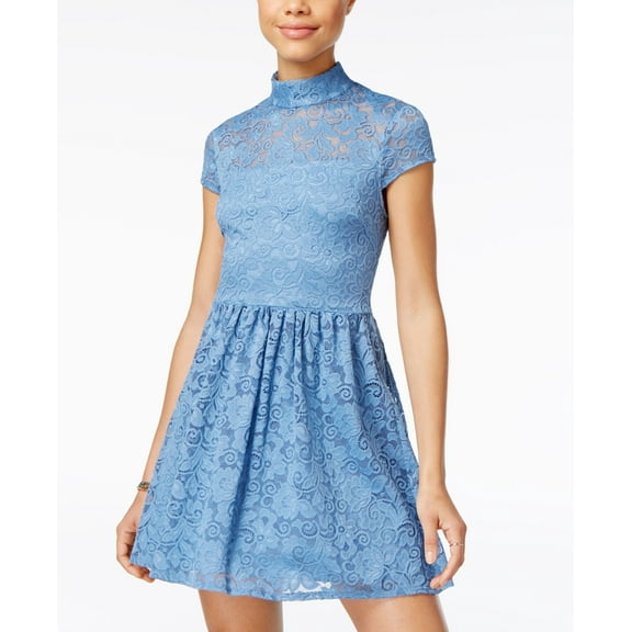 B Darlin Juniors Lace Fit Flare Dress Slate 3/4