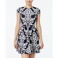 thumbnail image 1 of B Darlin Juniors Printed Scuba Fit Flare Dress Navy Nude 7-8, 1 of 1