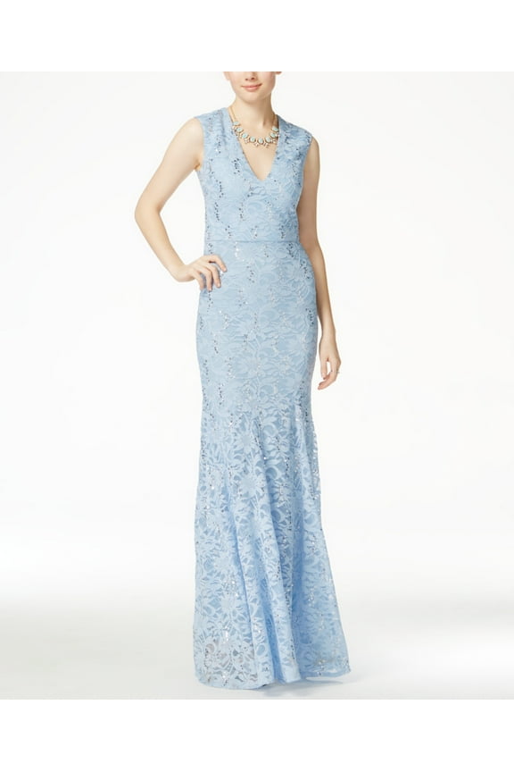 Juniors Sleeveless Embellished Cornflower Blue Gown Size 5/6