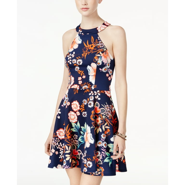 B Darlin Juniors Strappy Back Fit Flare Dress Navymultinavy 7 8