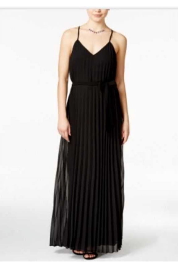 B. Darlin NEW Deep Black Size 1/2 Junior V-Neck Maxi Pleated Dress $79