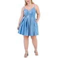 thumbnail image 1 of B. Darlin Womens Plus Glitter Mini Fit & Flare Dress, 1 of 5