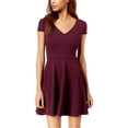 thumbnail image 1 of B. Darlin Womens Juniors Crepe Bow-Back Fit & Flare Dress Purple 7/8, 1 of 2