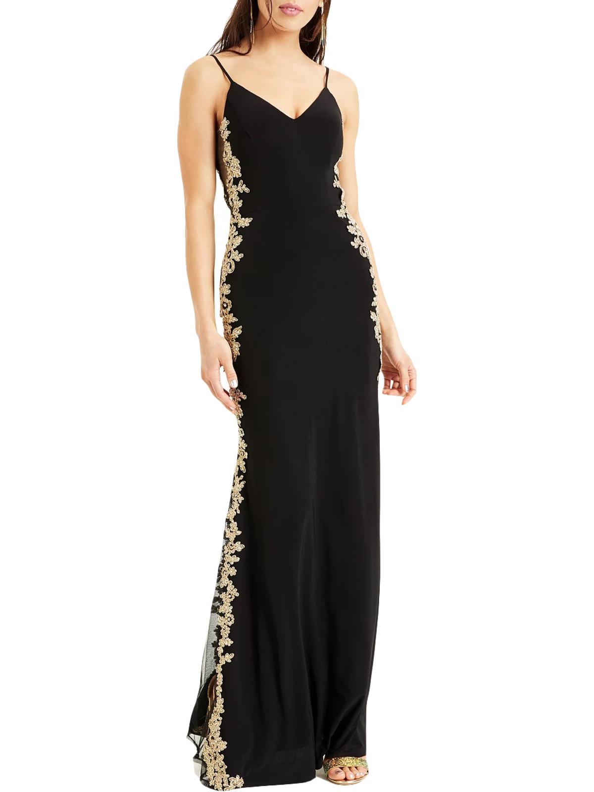B. Darlin Womens Juniors Embellished V-Neck Evening Dress Black 9/10 -  Walmart.com