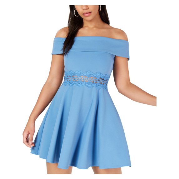 B. Darlin Womens Juniors Off The Shoulder Fit & Flare Party Dress