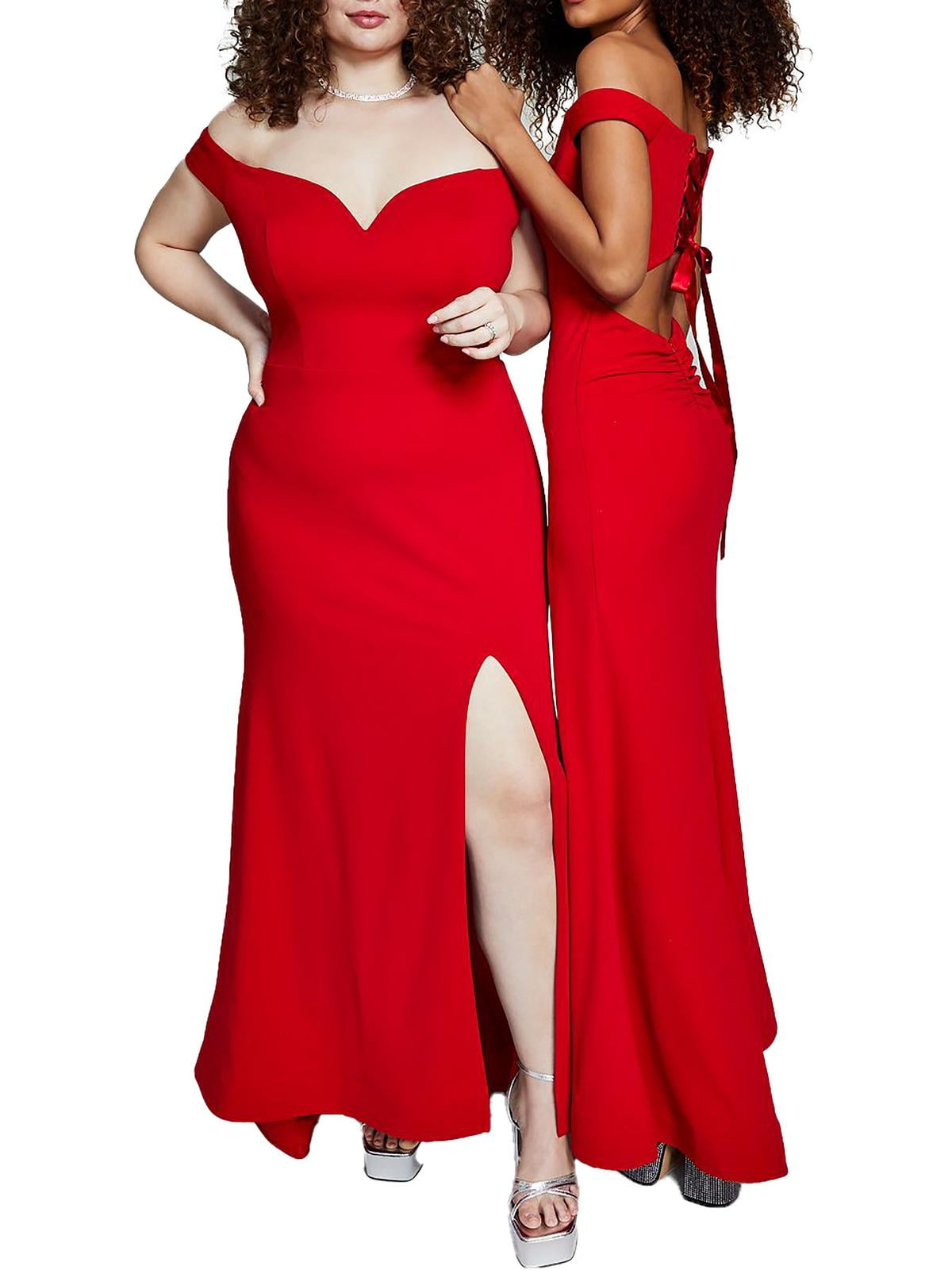 B. Darlin Womens Juniors Off-The-Shoulder Lace Up Evening Dress -  Walmart.com