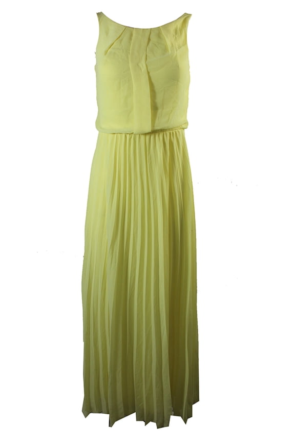 Womens Pale Yellow Pleated Column Dress 3-4