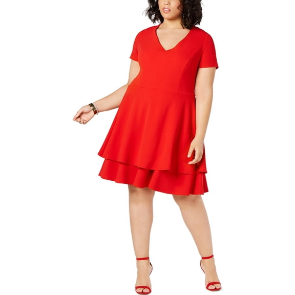 B. Darlin Womens Plus Bow-Back Fit & Flare Cocktail Dress