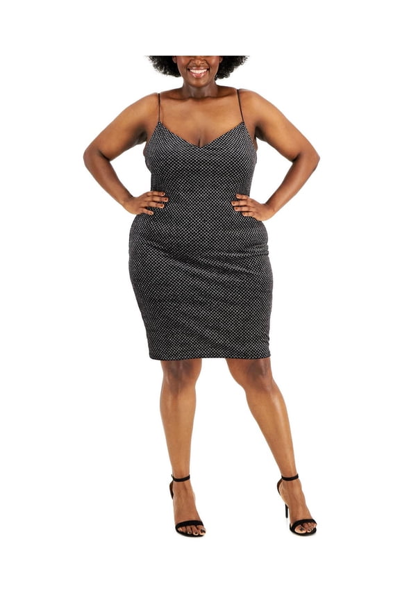 B. Darlin Womens Plus Glitter Sleeveless Cocktail and Party Dress