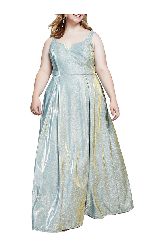 B. Darlin Womens Plus Glitter Sweetheart Evening Dress