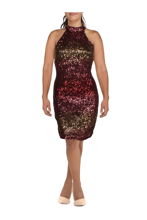 B. Darlin Womens Plus Sequined Midi Cocktail and Party Dress