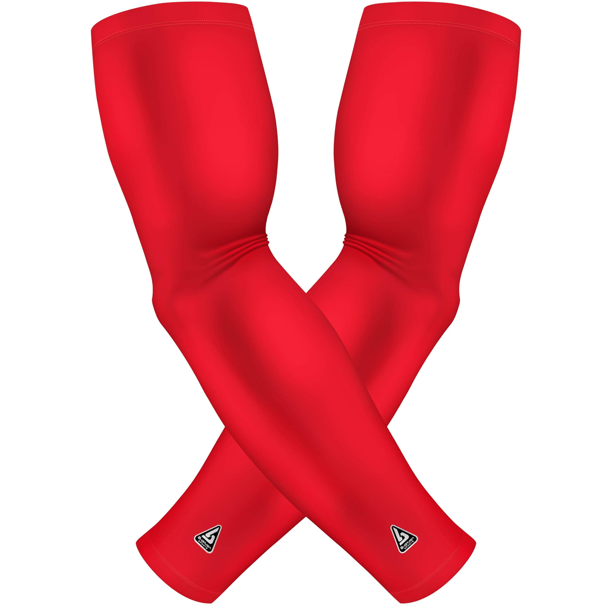 BDriven Sports Red Compression Arm Sleeves For Men Women Youth