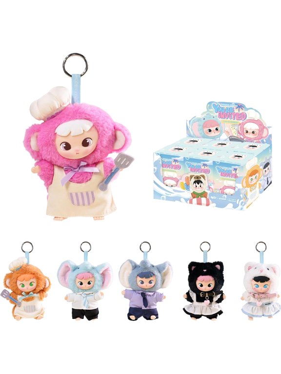 B.Duck X CIMMY YOU'RE INVITED Series - Plush Keychain Blind Box (Whole Set), Collectible Toys, Home Decor, Cute Doll Face Bag Charm, Birthday Gifts Halloween Decorations