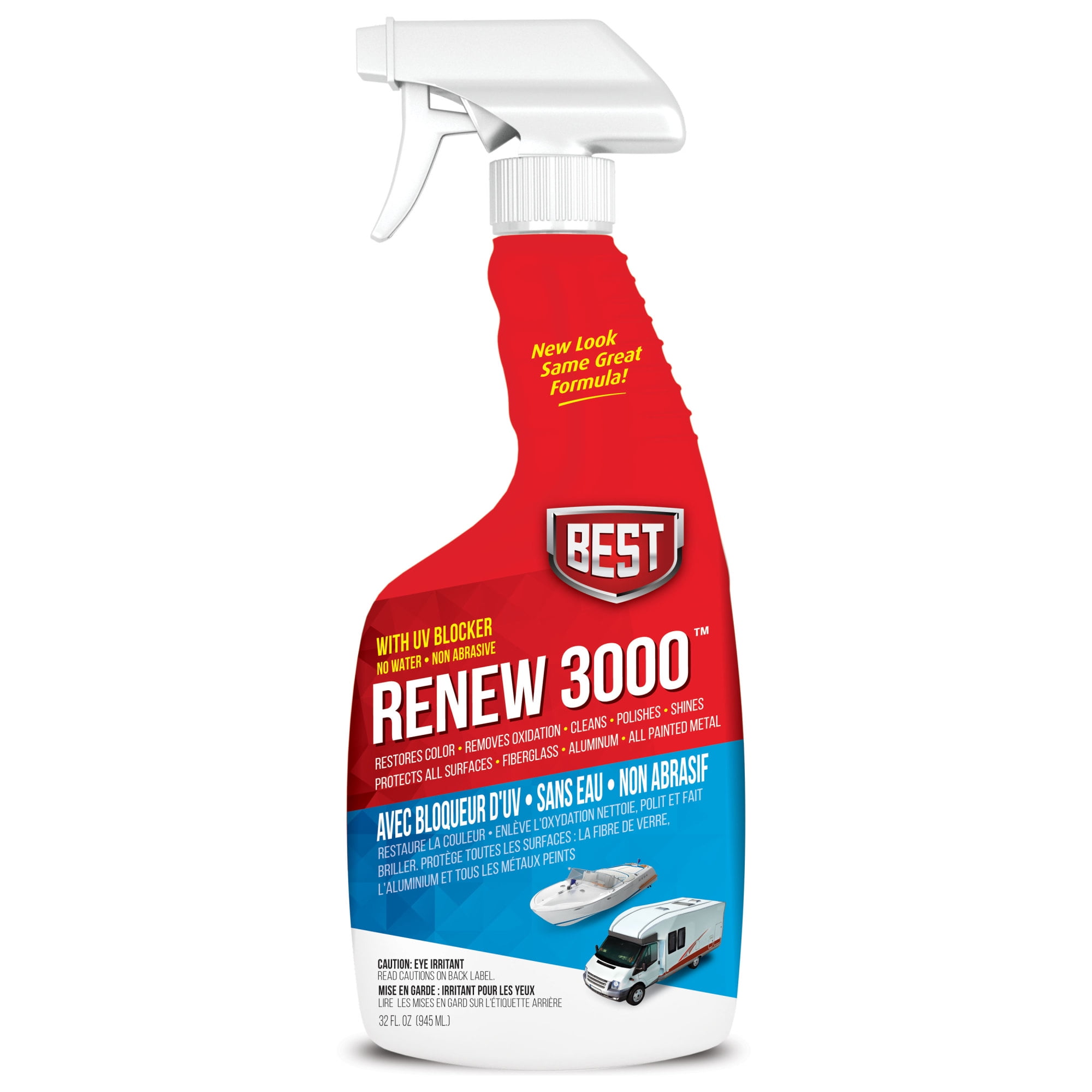 B.E.S.T. 57032 ReNew 3000 Surface Restorer Restores Shine to Fiberglass, Aluminum, Stainless Steel, Chrome, Porcelain, and More For RVs \u0026 Boats 32 oz.