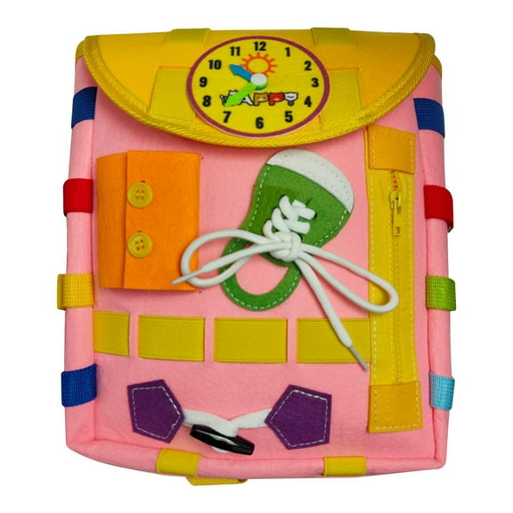 B Early Learning Felt Activity Backpack Busy Board Toy With Zippers Buttons For Toddlers Kids Style B