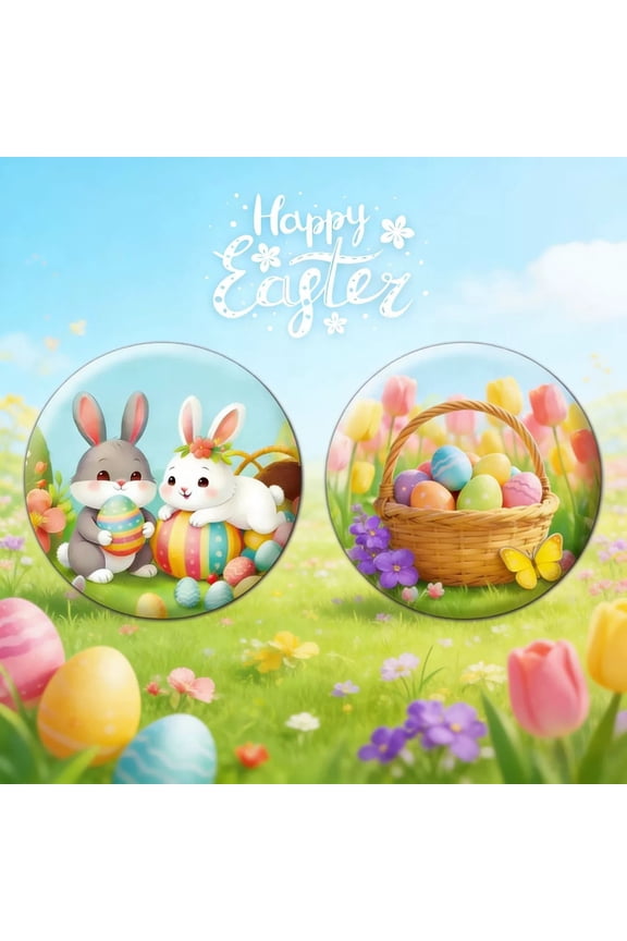 B Easter Badge Pin Rabbit Easter Egg Design 2.28 Inch Backpack Brooch For Holiday Celebration