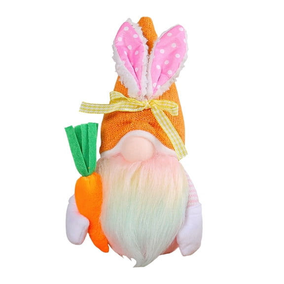 B Easter Bunny Plush Doll Orange Rabbit Decoration Soft Plushie For Home Shelf Table Décor 8.3X4.7X3.1Inch