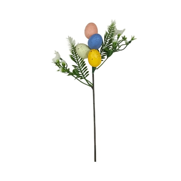 B Easter Eggs Decoration Arrangement With Plastic Foam Eggs And Berries, Artificial Stems For Vase, Tabletop, Home, Holiday Decor, 12.2In 0.04Lb