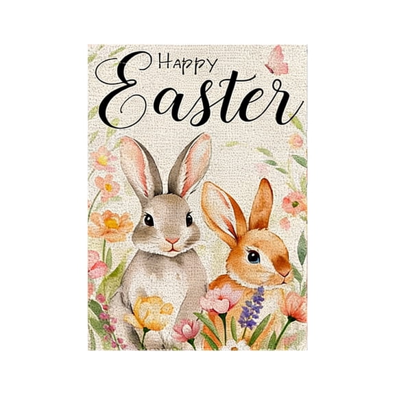 B Easter Garden Flag, Double-Sided Outdoor Decoration, Spring Yard Patio Banner With Classic Design, Durable Linen, Reversible And Easy To Hang For Garden, Patio, Fence And Porch Decor, 18