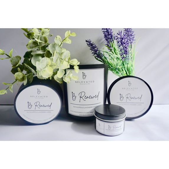 B. Elevated Candle Bar B. Renewed - Eucalyptus|lavender|fresh Linen - 3 Oz. Travel Tin
