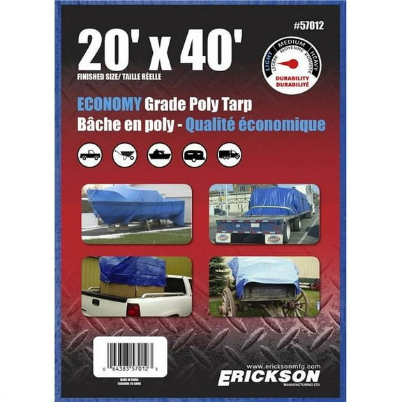 B. Erickson Manufacturing 2526044 20 x 40 ft. Utility Tarp - Blue