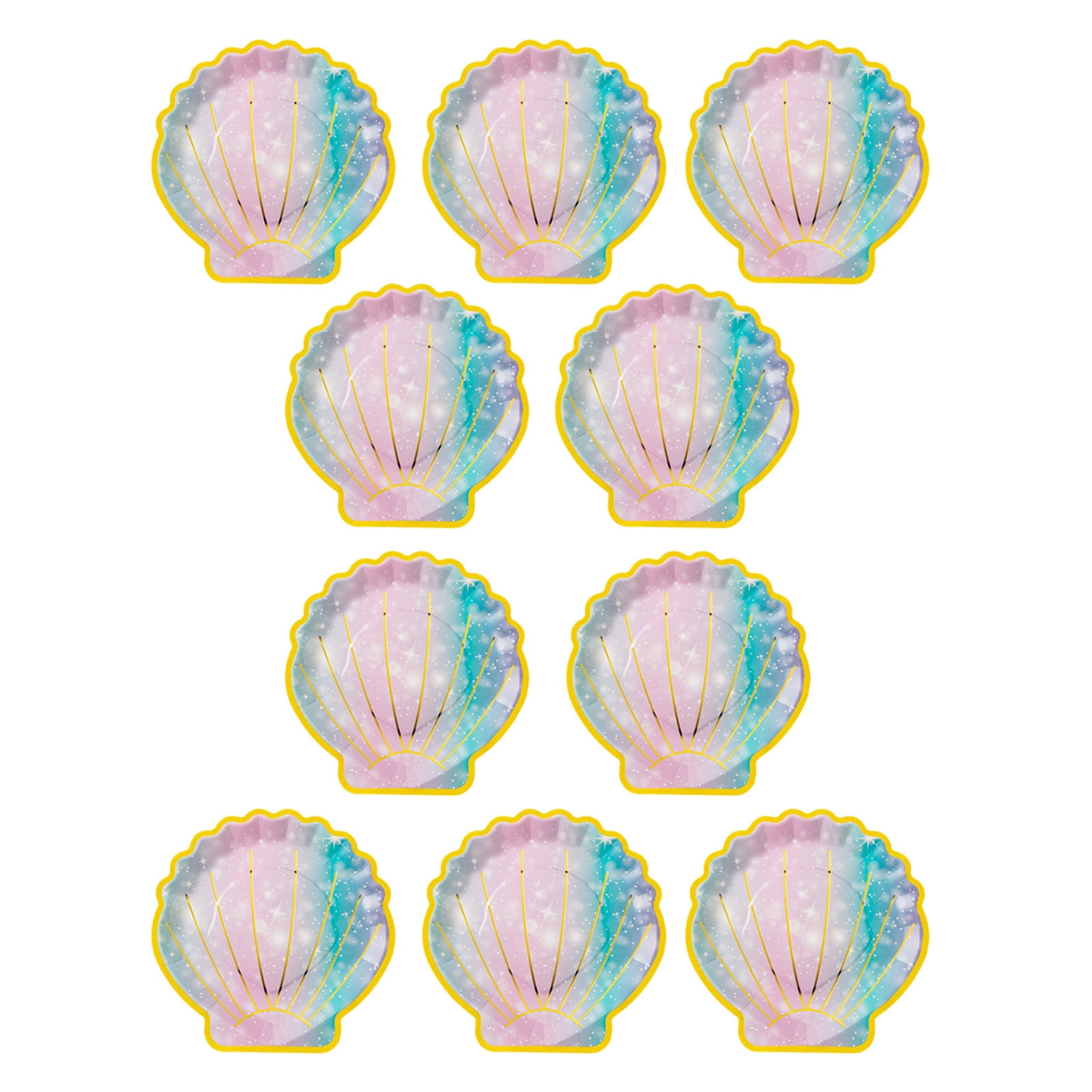 B Exquisite Colorful Shells Shaped Paper Dinner Plates 9 Inch 10 Pack ...