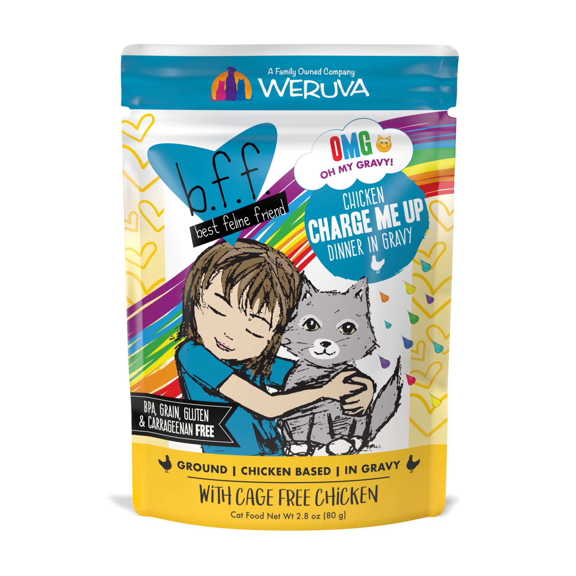 B.F.F. OMG Charge Me Up Chicken Dinner in Gravy Wet Cat Food, 2.8 oz., Case of 12
