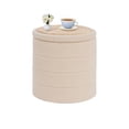 thumbnail image 1 of B FSOBEIIALEO 16.9inch Collapsible Storage Ottoman Round with Tray Teddy Fabric Living Room Bedroom Ottoman with Storage(Beige), 1 of 7