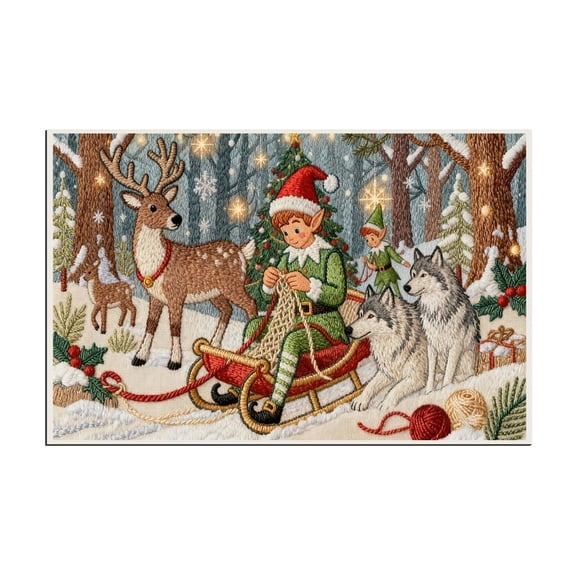 B Festive 3D Stereoscopic Embroidery Door Mat Non-Slip And Absorbent For Home Entrance Laundry Room And Bathroom Use 16X24 Inches